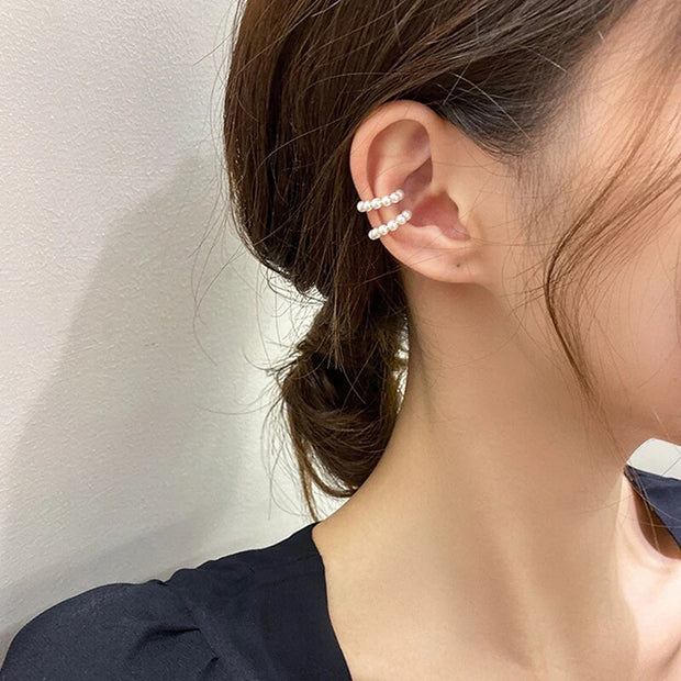 Pearl Ear Cuff Clip Earrings