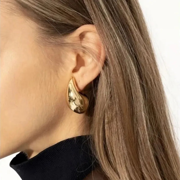 Vintage Gold Plated Chunky Dome Drop Earrings for Women