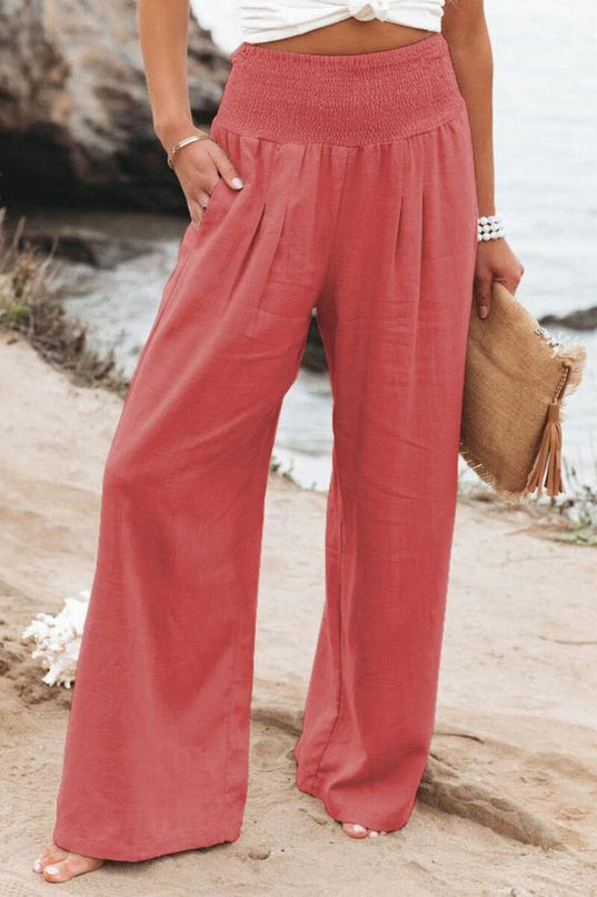 Women Cotton Linen Loose Casual Solid Trousers